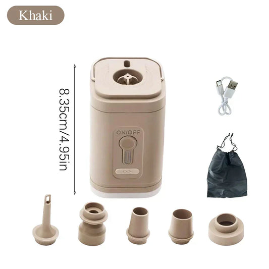 Compact Travel Air Pump with 5 Nozzle Attachments - Luxicro