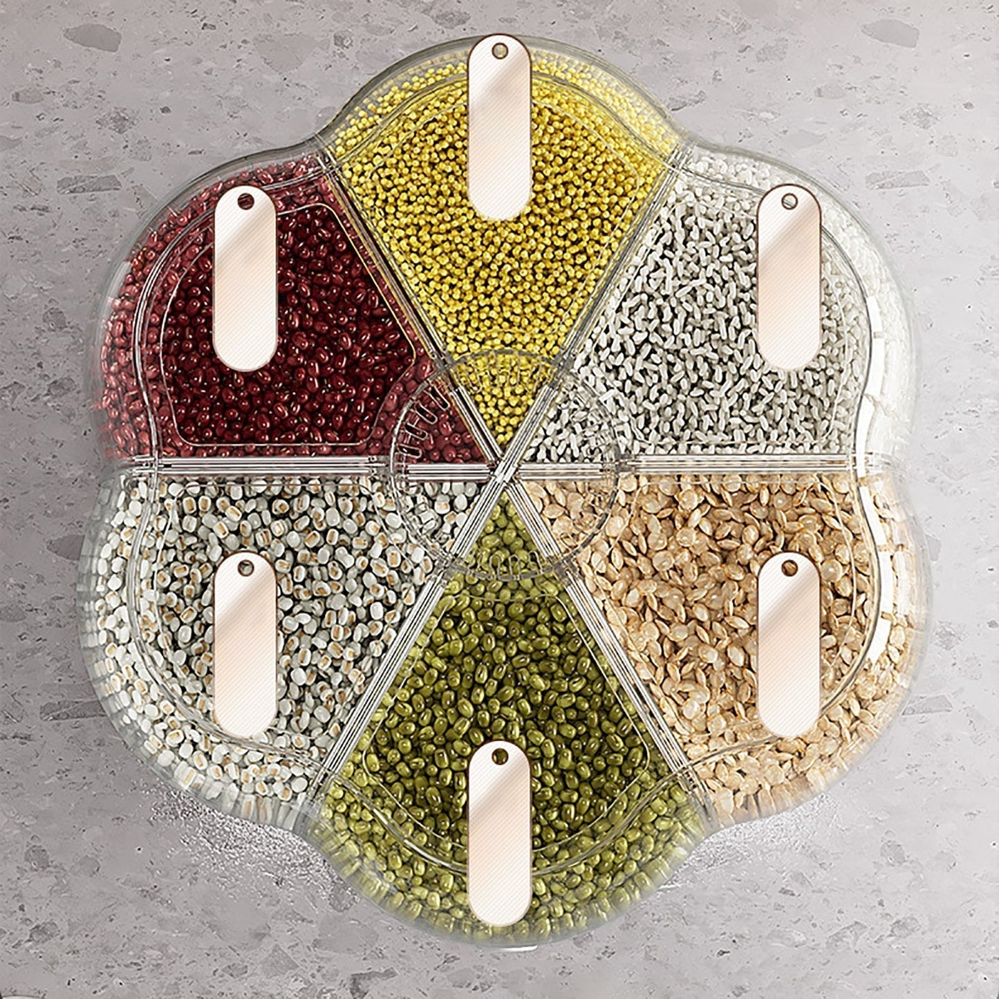Simple 6-Section Spinning Food Storage Bin