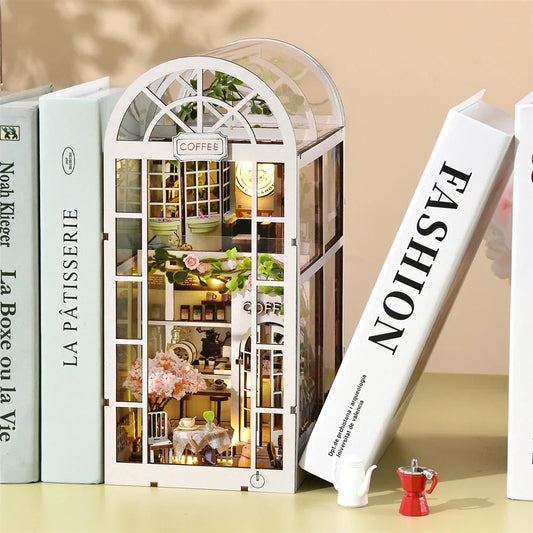 Compact Wooden Bookcase with LED Lighting Kit - Luxicro
