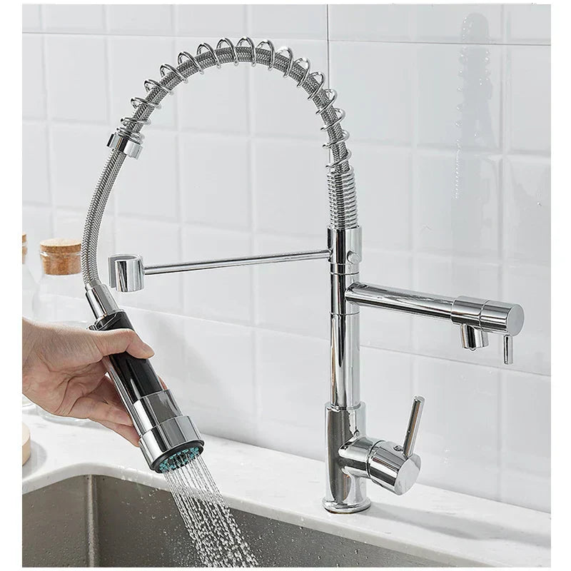 Black and Gold 2 Handle Kitchen Sink Faucet