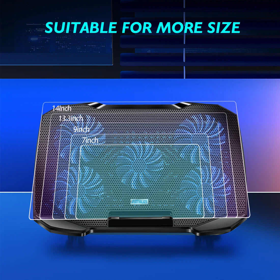 Portable Laptop Cooler Pad with Silent Fans & Stand