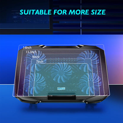 Portable Laptop Cooler Pad with Silent Fans & Stand
