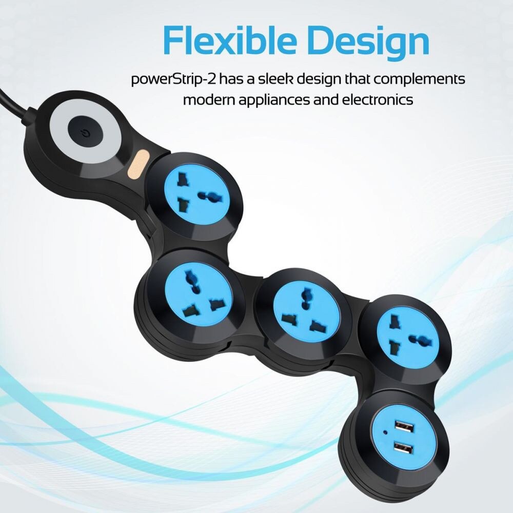 Space Saving 6 Outlet Power Extension Cord