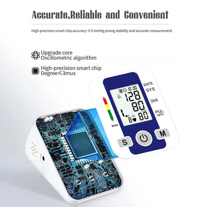 Accurate Home Blood Pressure Tracker - Digital Monitor with LCD Screen