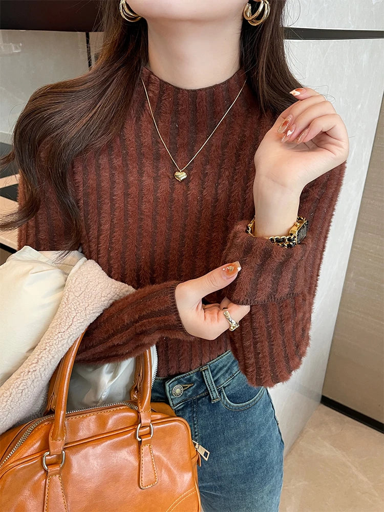 Cozy Fit Womens Crew Neck Knit Sweater - Luxicro