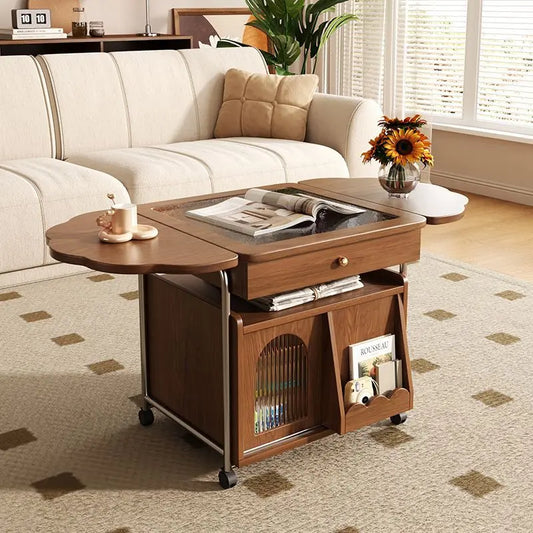 Compact Wooden Collapsible Coffee Table Storage - Luxicro
