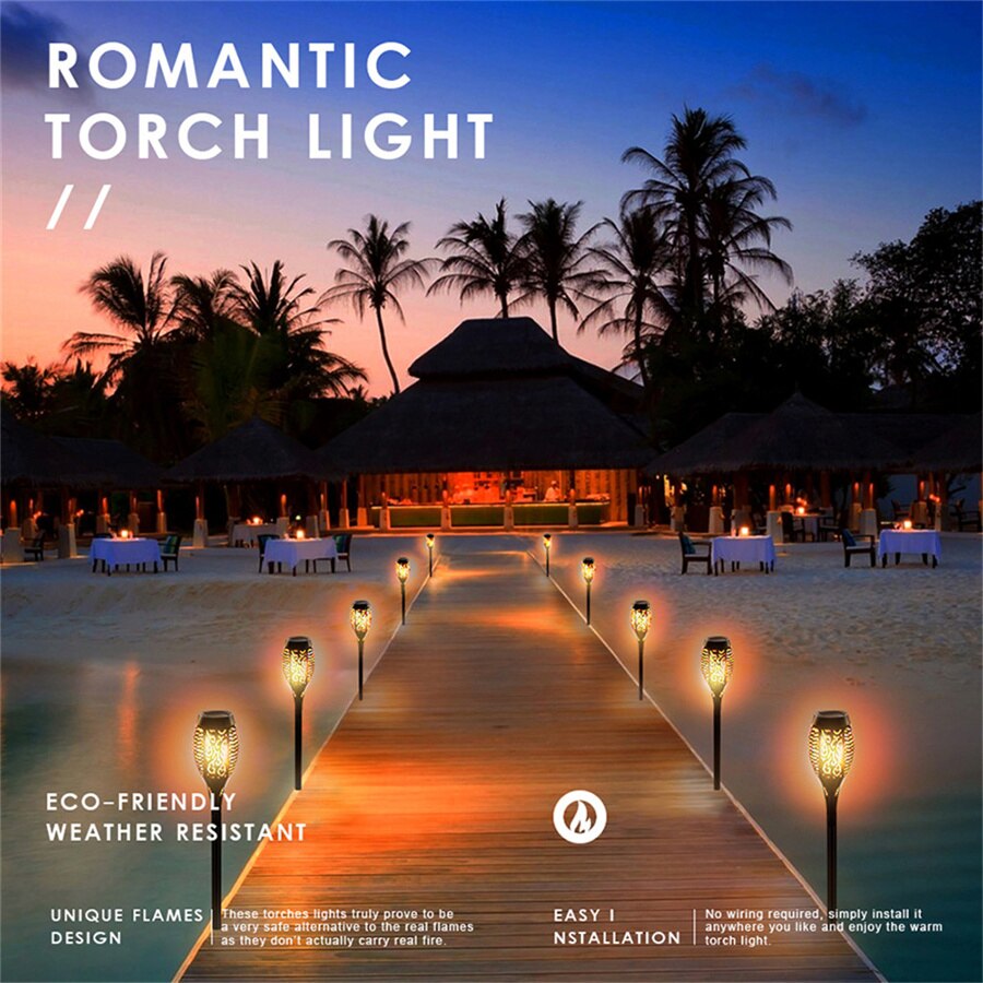 Outdoor Solar Powered Flickering Flame Lamp