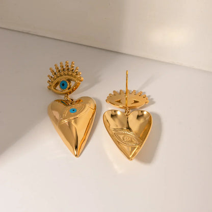 Glamorous Eye Heart Dangle Earrings