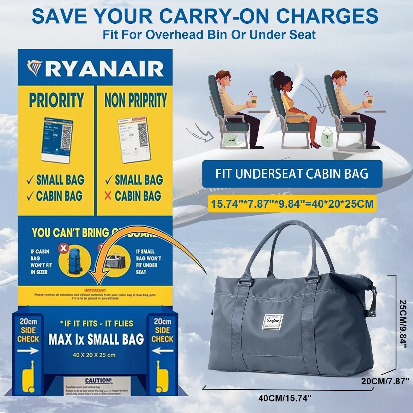 Compact Travel Carry On Suitcase Bag