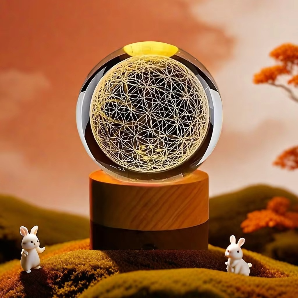 Beautiful Crystal Orb with Color Changing LED Light
