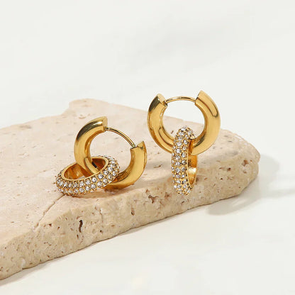 Luxurious 18k Gold Diamond Dangle Hug Earrings