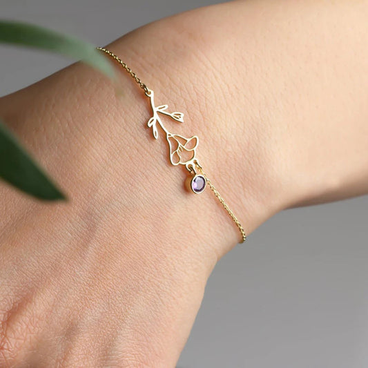 Delicate Birthstone and Flower Charm Bracelet - Luxicro