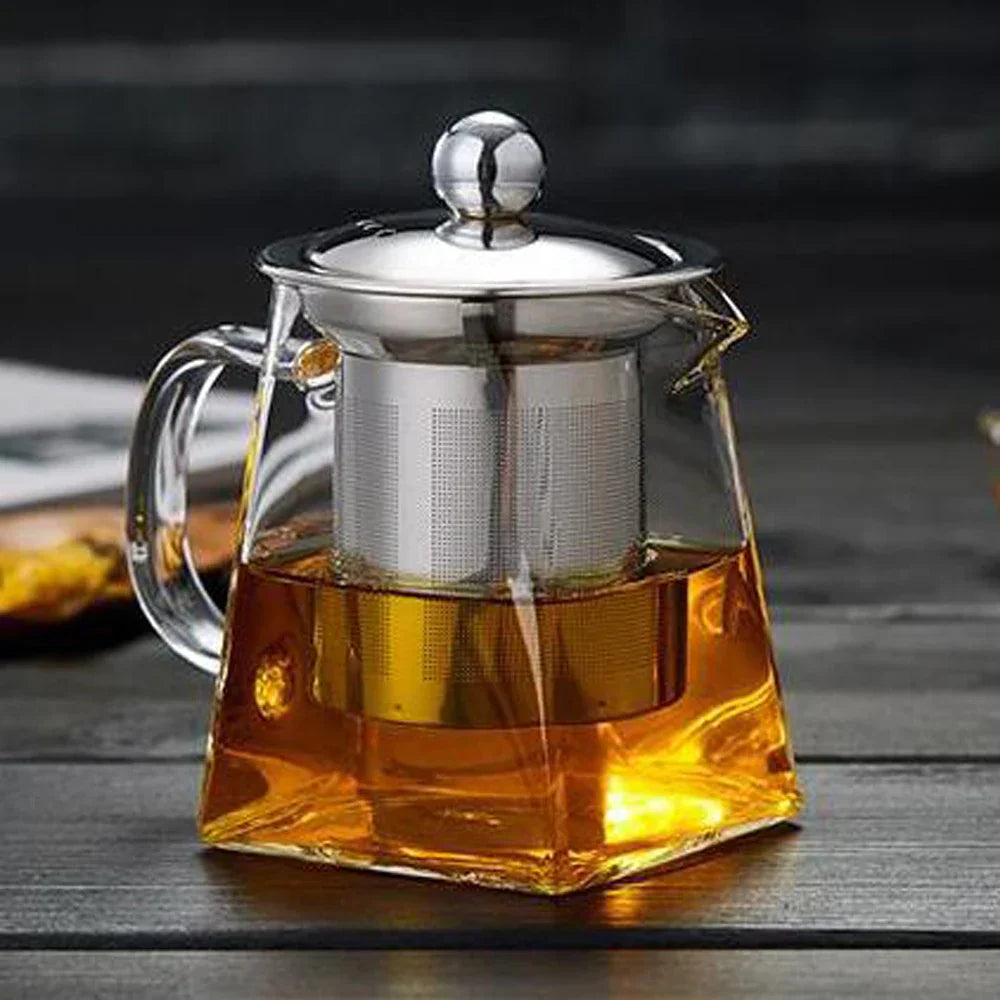 Premium Glass Teapot with Steel Strainer, 550ml