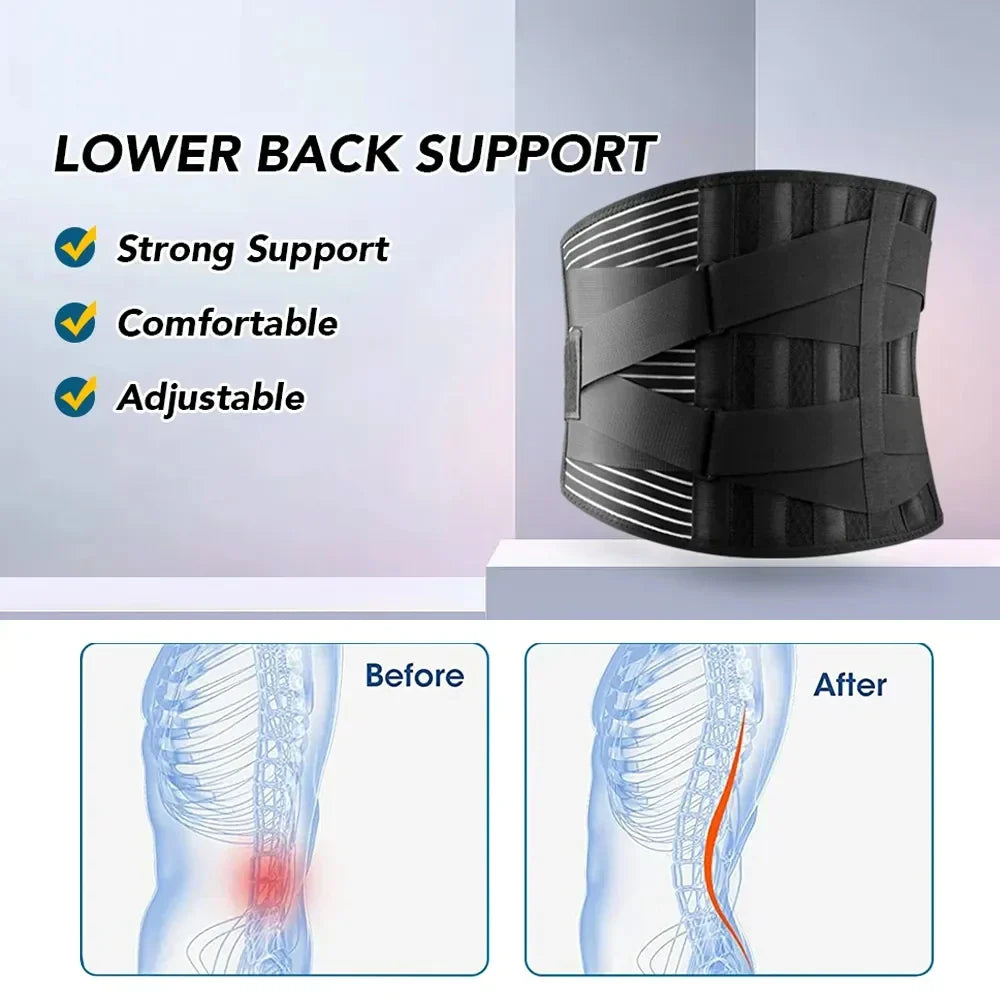 Comfortable Back Support Brace with Adjustable Lumbar Belt