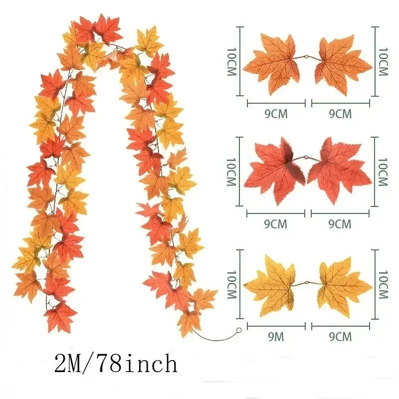 Fall Faux Maple Leaf Hanging Decoration Garland