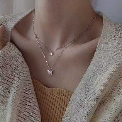 Delicate Double Layer Feather Necklace