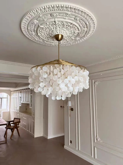 Beautiful Shell Chandelier With Soft White Glow