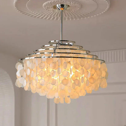 Beautiful Shell Chandelier With Soft White Glow