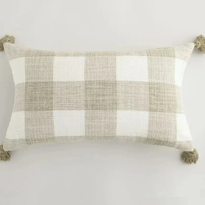 Decorative Throw Pillow Cover with Colorful Tassels