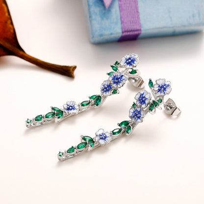 Timeless Blue Flower Dangle Earrings