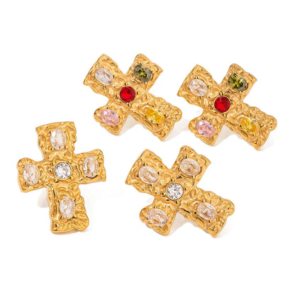 Elegant Gold Cross Drop Earrings