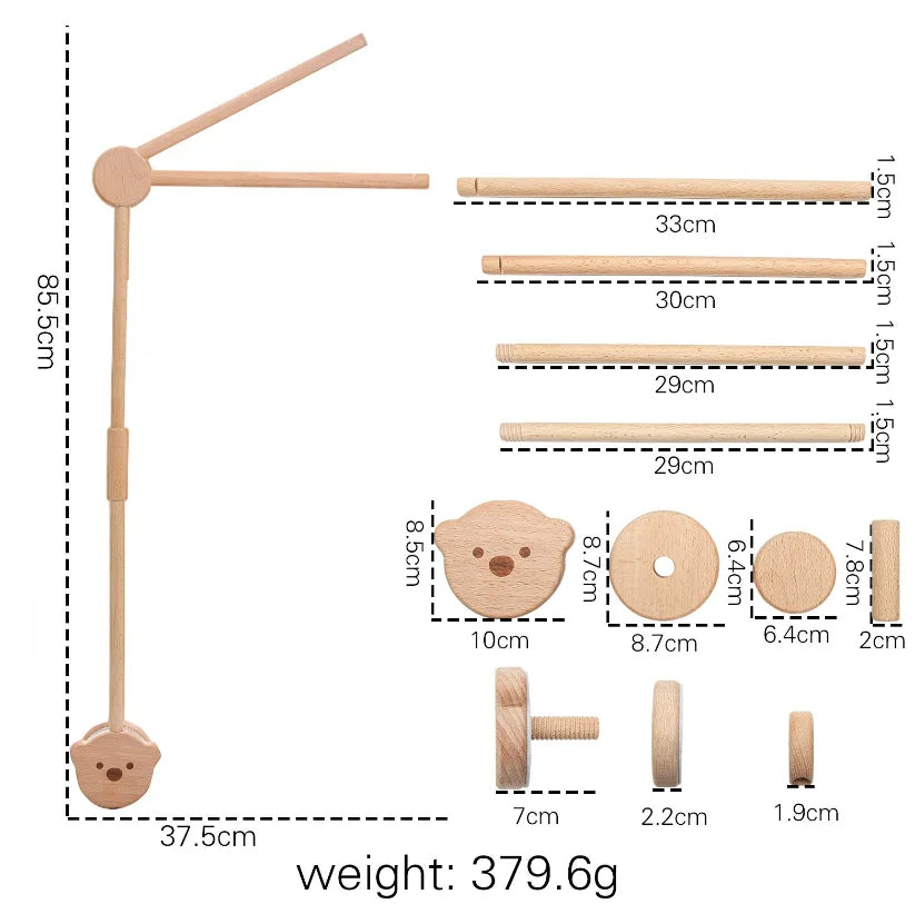 Soft Wood Baby Crib Mobile with Calming Music