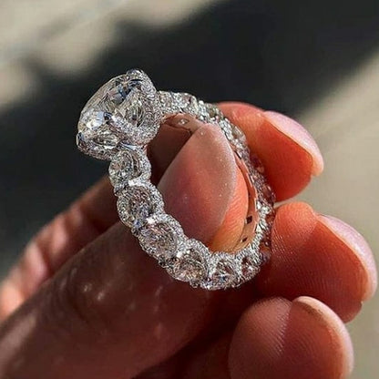 Sparkling Silver Gem Stone Engagement Ring