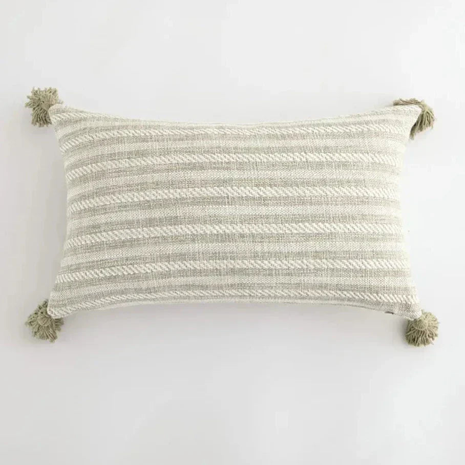 Decorative Throw Pillow Cover with Colorful Tassels
