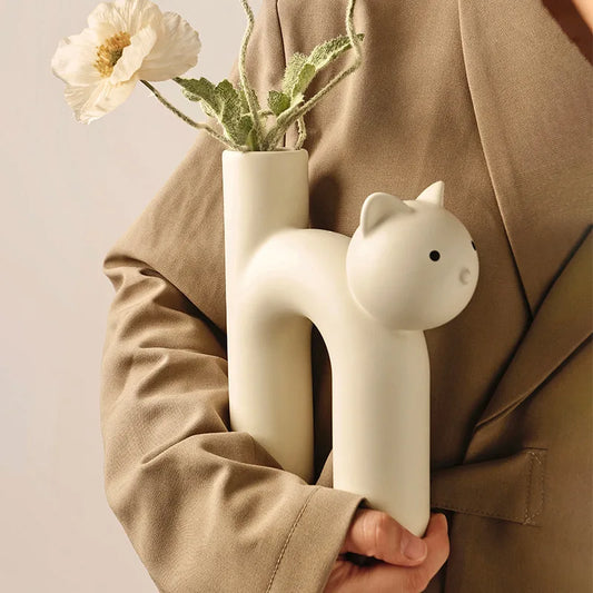Cute Cat Vintage Flower Vase - Luxicro