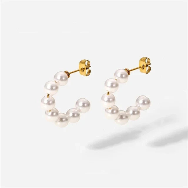 Elegant Simple White Pearl Stud Earrings