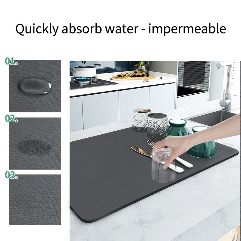 Extra Large Super Absorbent Kitchen Drain Mat