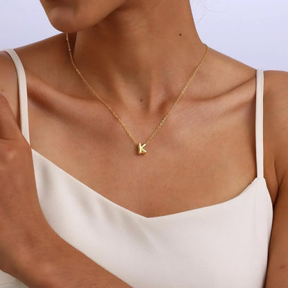 Dainty Engraved Letter Pendant Necklace
