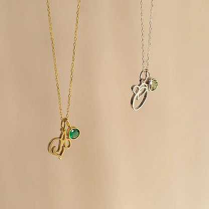 Personalized Heart Birthstone Initial Pendant Necklace