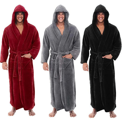 Soft Fleece Hooded Robe for Men with Pockets - Luxicro