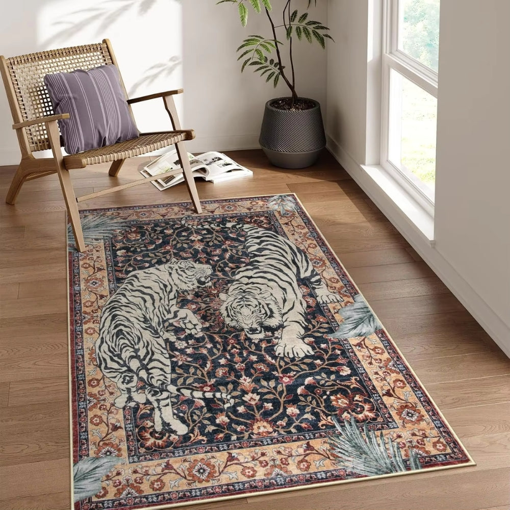 Vibrant Tiger Print Area Rug
