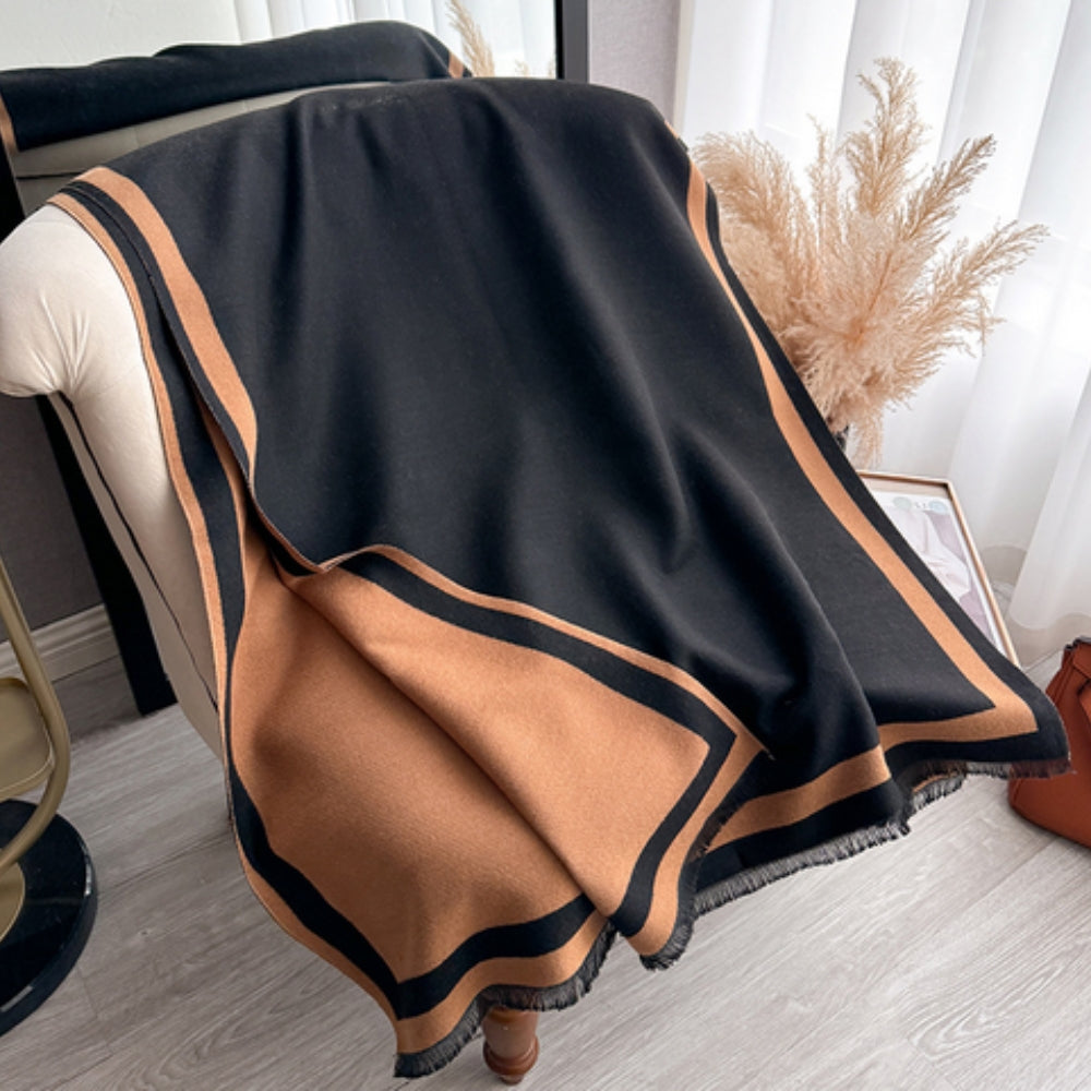 Colorful Reversible Striped Poncho Scarf