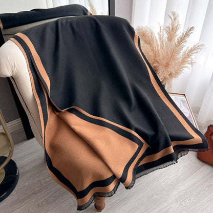 Colorful Reversible Striped Poncho Scarf