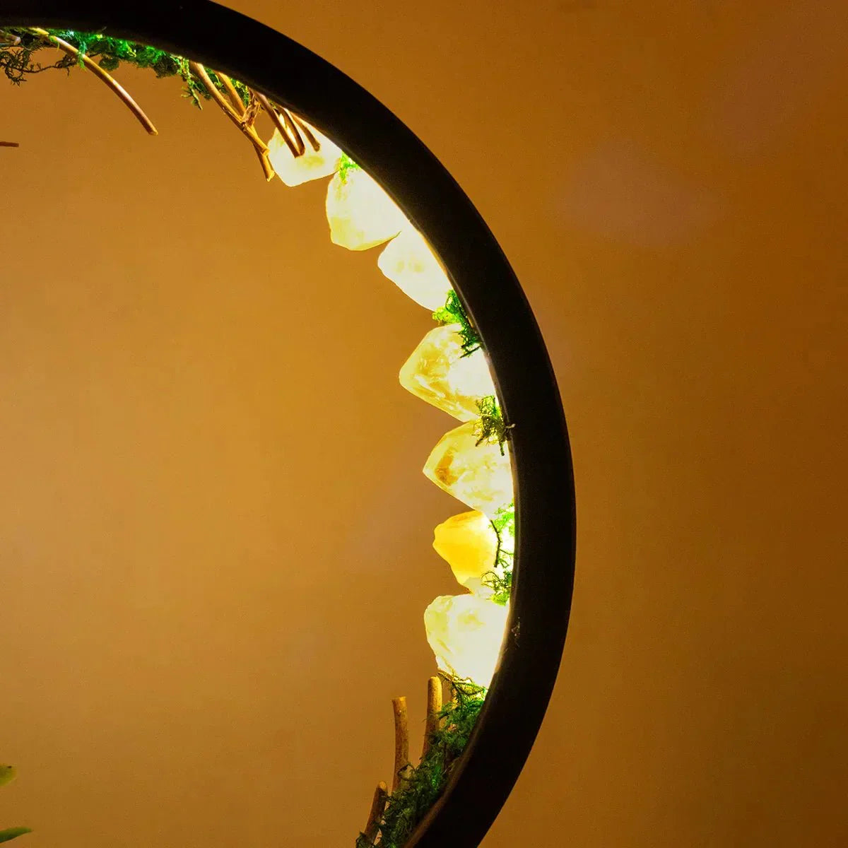 Beautiful Glass Table Lamp with Green Crystals