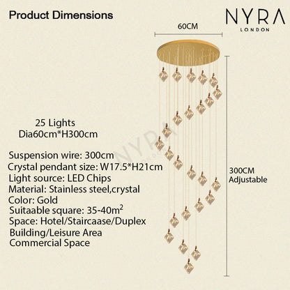 Luxury Crystal Pendant LED Lighting Fixture