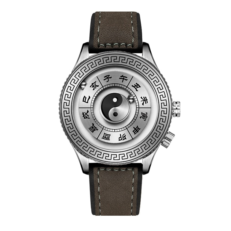 Stylish Automatic Brown Leather Wrist Watch