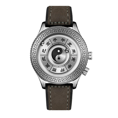 Stylish Automatic Brown Leather Wrist Watch