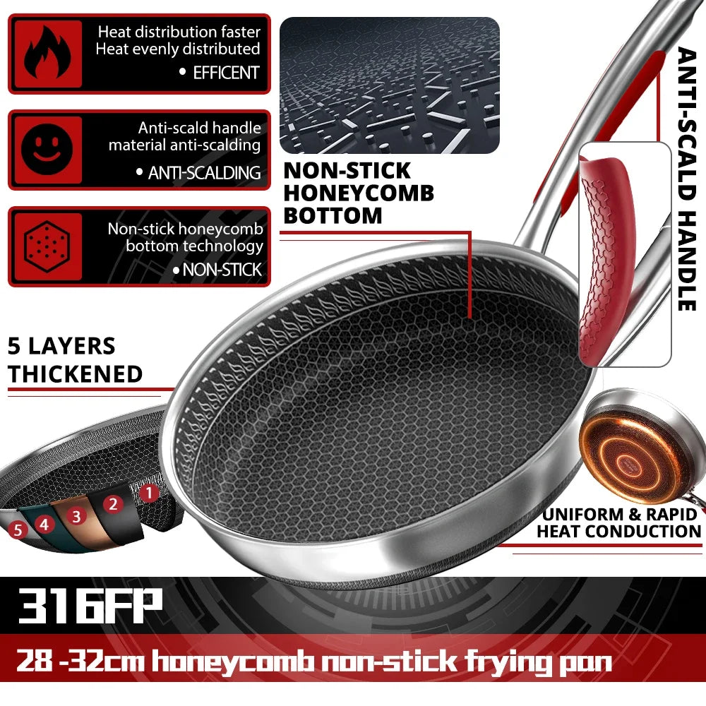 Durable Easy Clean Stainless Steel Frying Pan