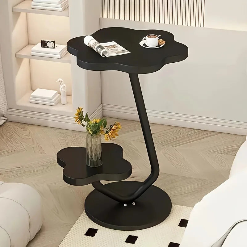 Stylish 2 Tier Metal Side Table with Storage
