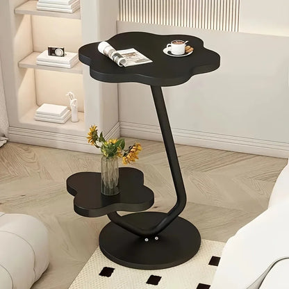 Stylish 2 Tier Metal Side Table with Storage