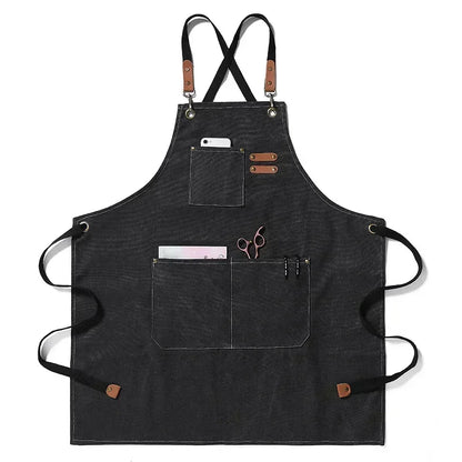 Practical Adjustable Cross Back Apron With Pockets