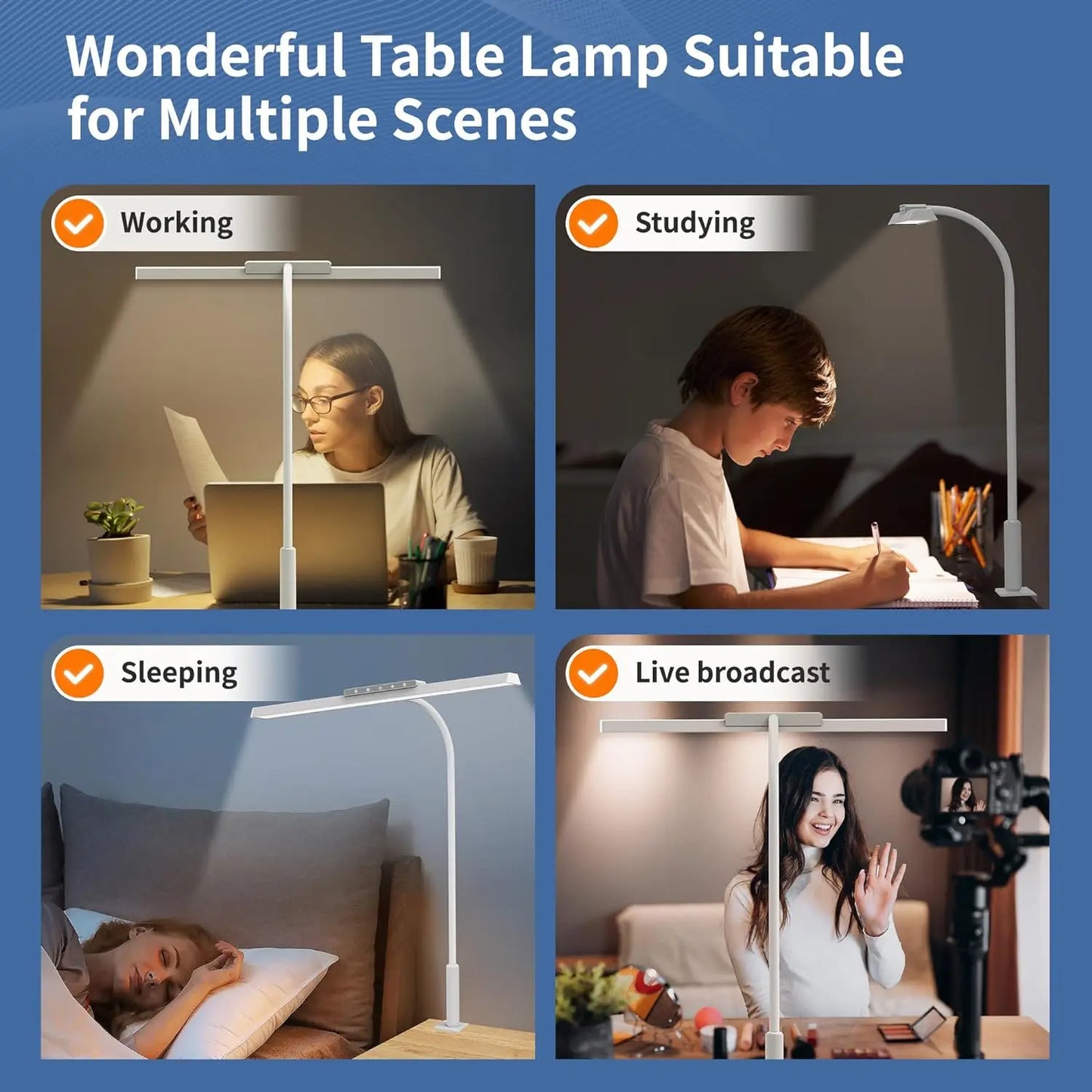 Bright LED Desk Light with Clamp and Adjustable Arm
