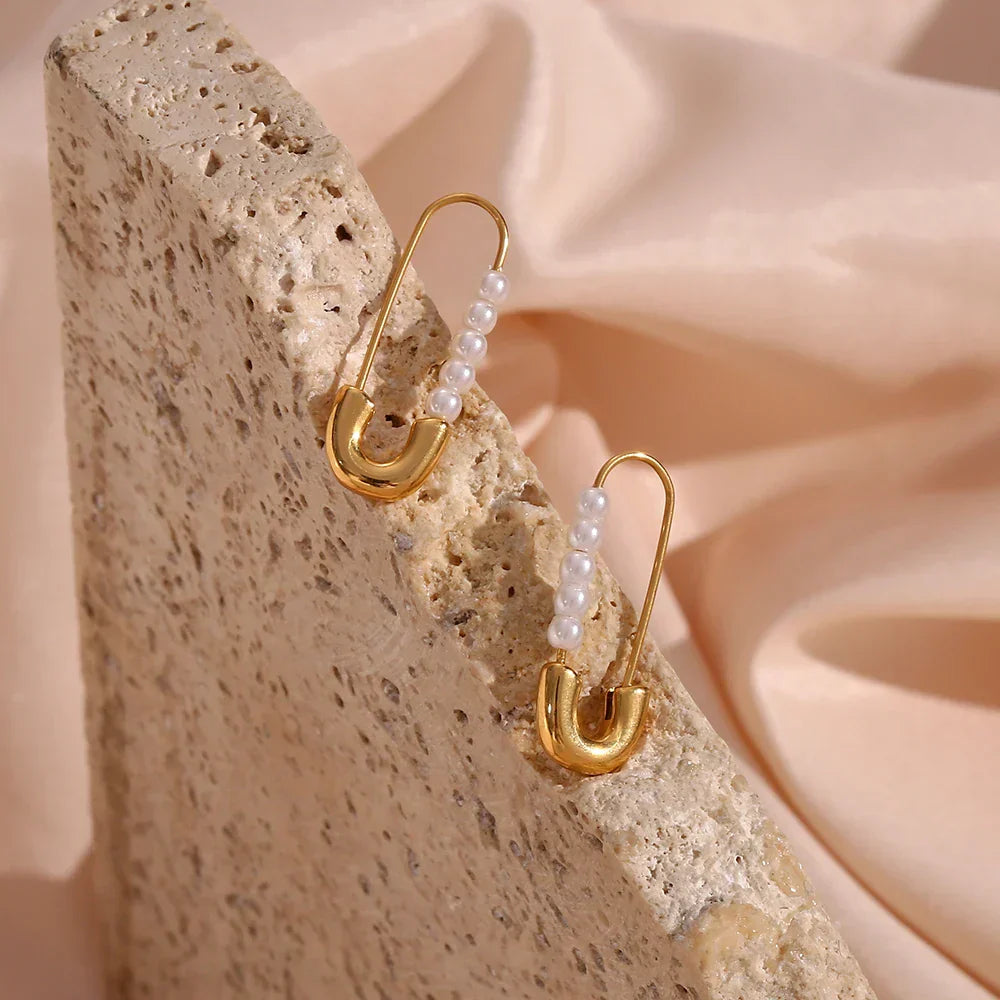 Elegant White Pearl Dangle Earrings