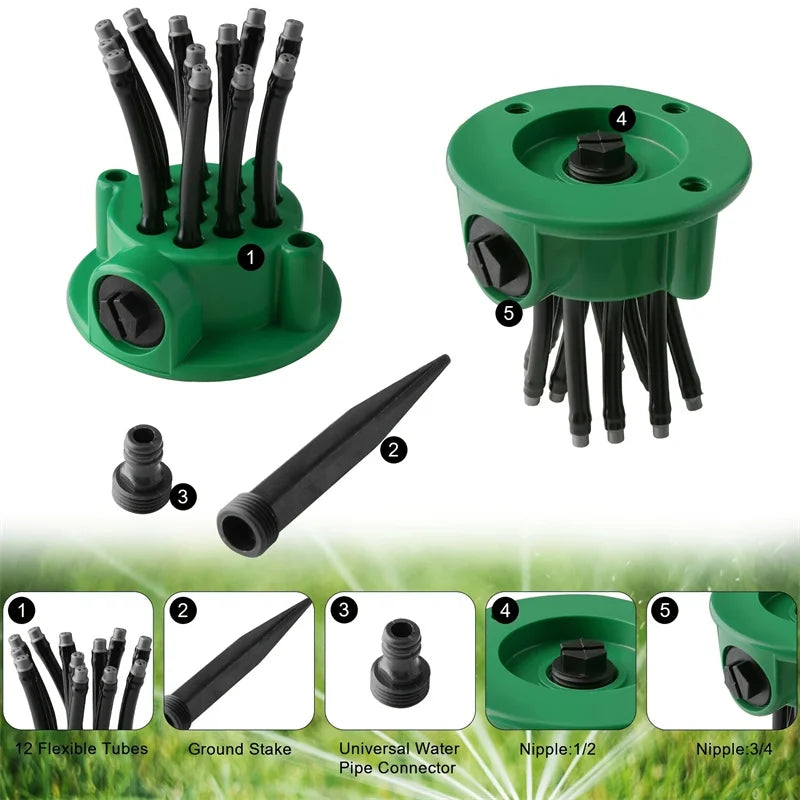 Automatic 360 Degree Lawn Watering Sprinkler System