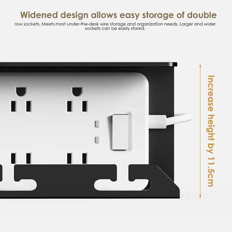 Compact Under Desk Cable Management Tray Black Metal
