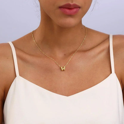 Dainty Engraved Letter Pendant Necklace